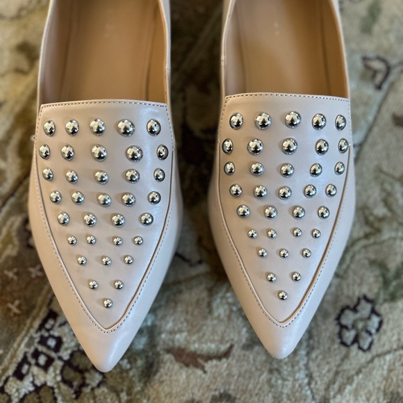 Marc Fisher Women’s Lalita Loafer Beige Color Silver Studded Accents Size 9.5 - Picture 12 of 14